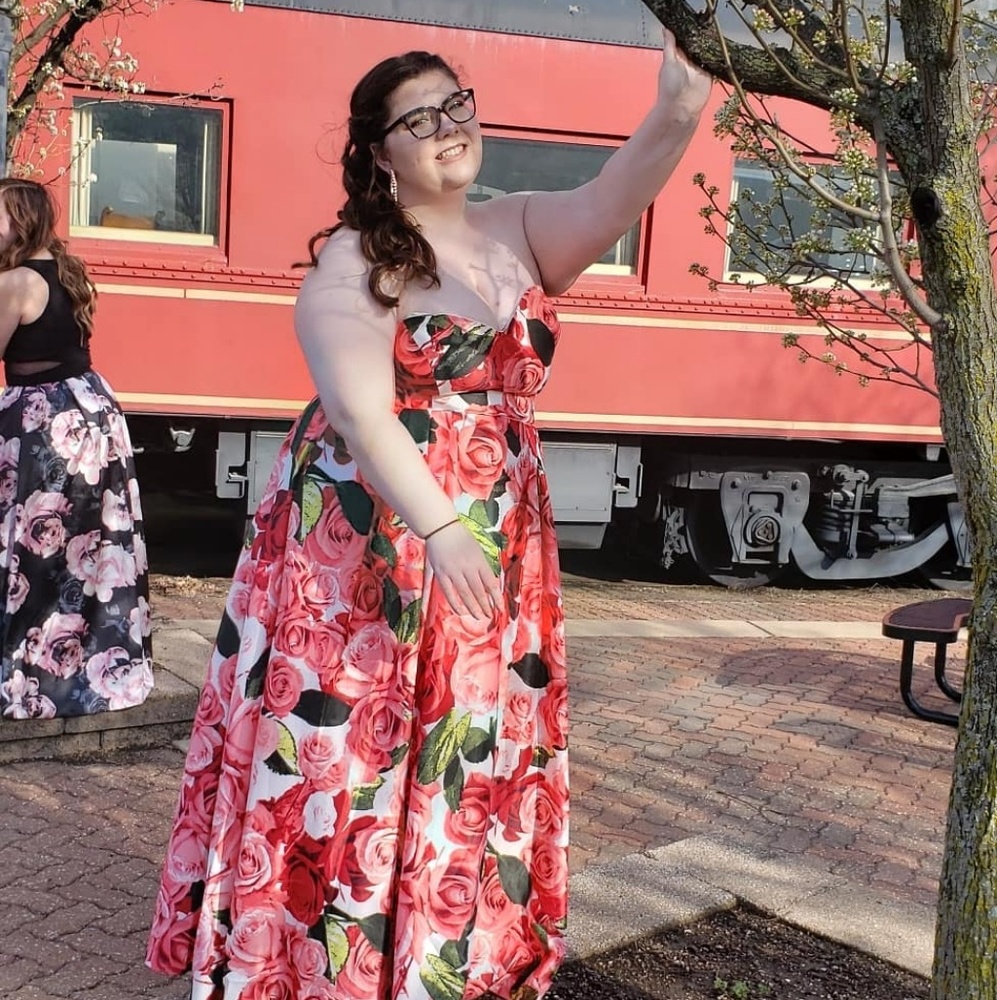 david's bridal floral prom dress